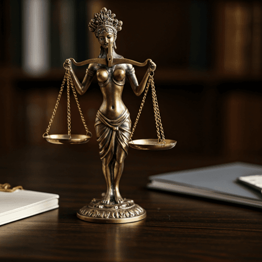 Bronze statuette of the scales of justice
